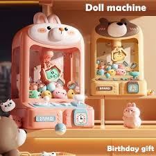 Cartoon Mini Claw Machine Toys for Kids DIY Twisted Egg Plush Doll Prizes Vending Machines Kit Children Birthday Christmas s